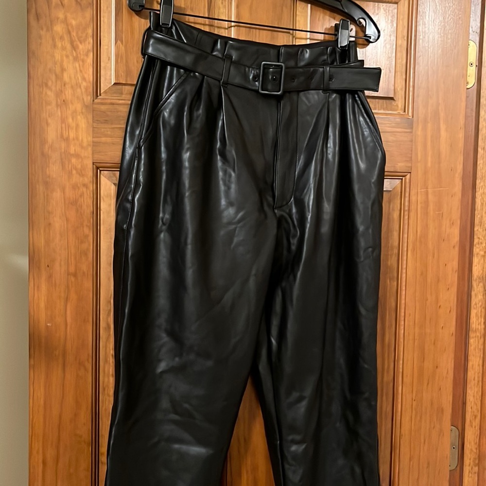 Abercrombie Vegan Leather Belted Pants